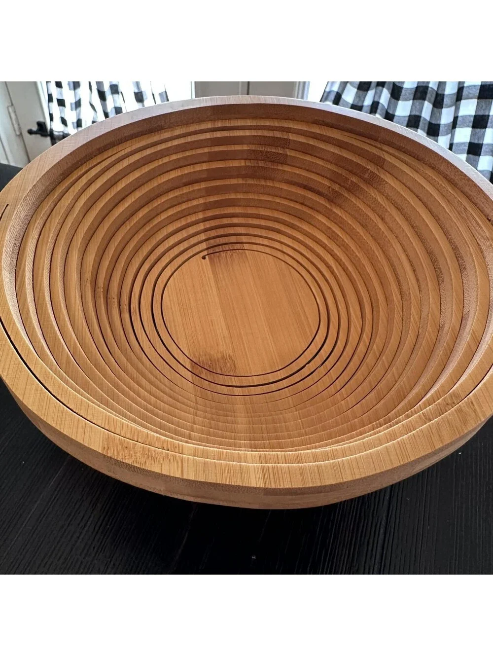 Frog Shaped Collapsible Bamboo Fruit Basket Folding Serving Bowl, EUC